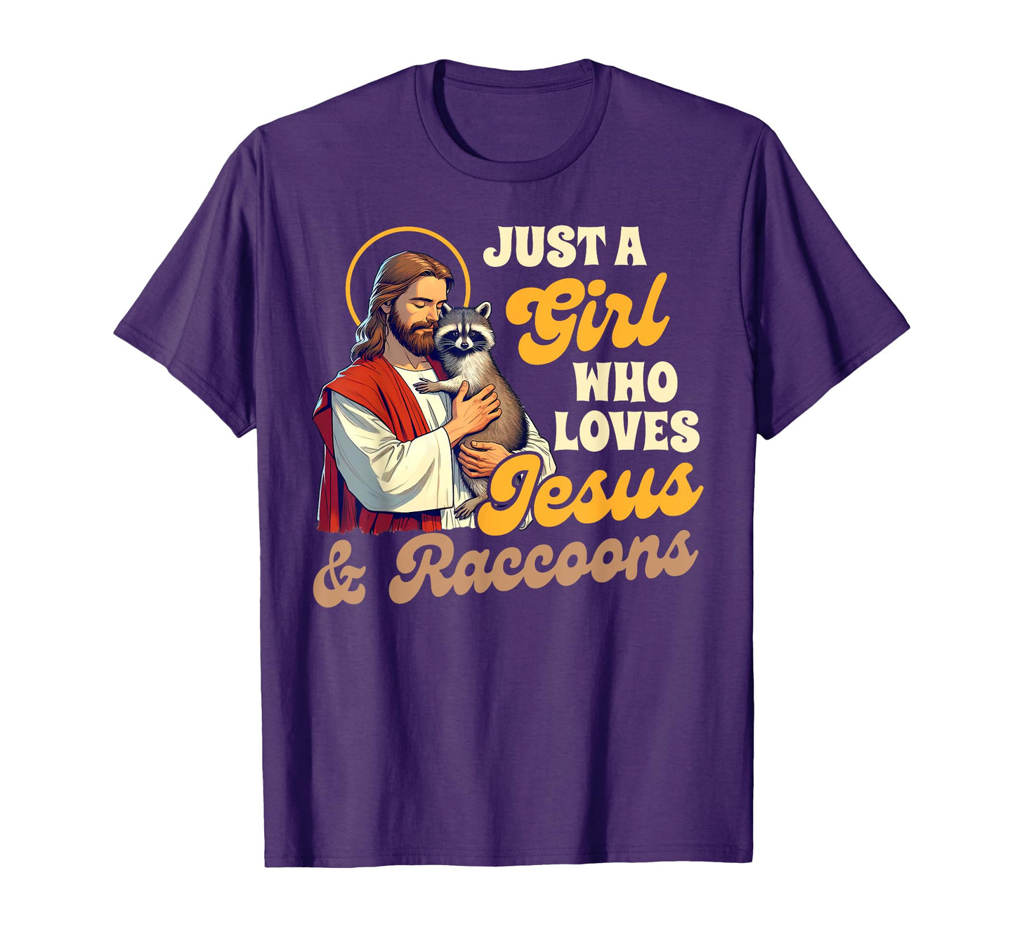 Christian Racoon Trash Panda A Girl Loves Jesus & Raccoons T-Shirt