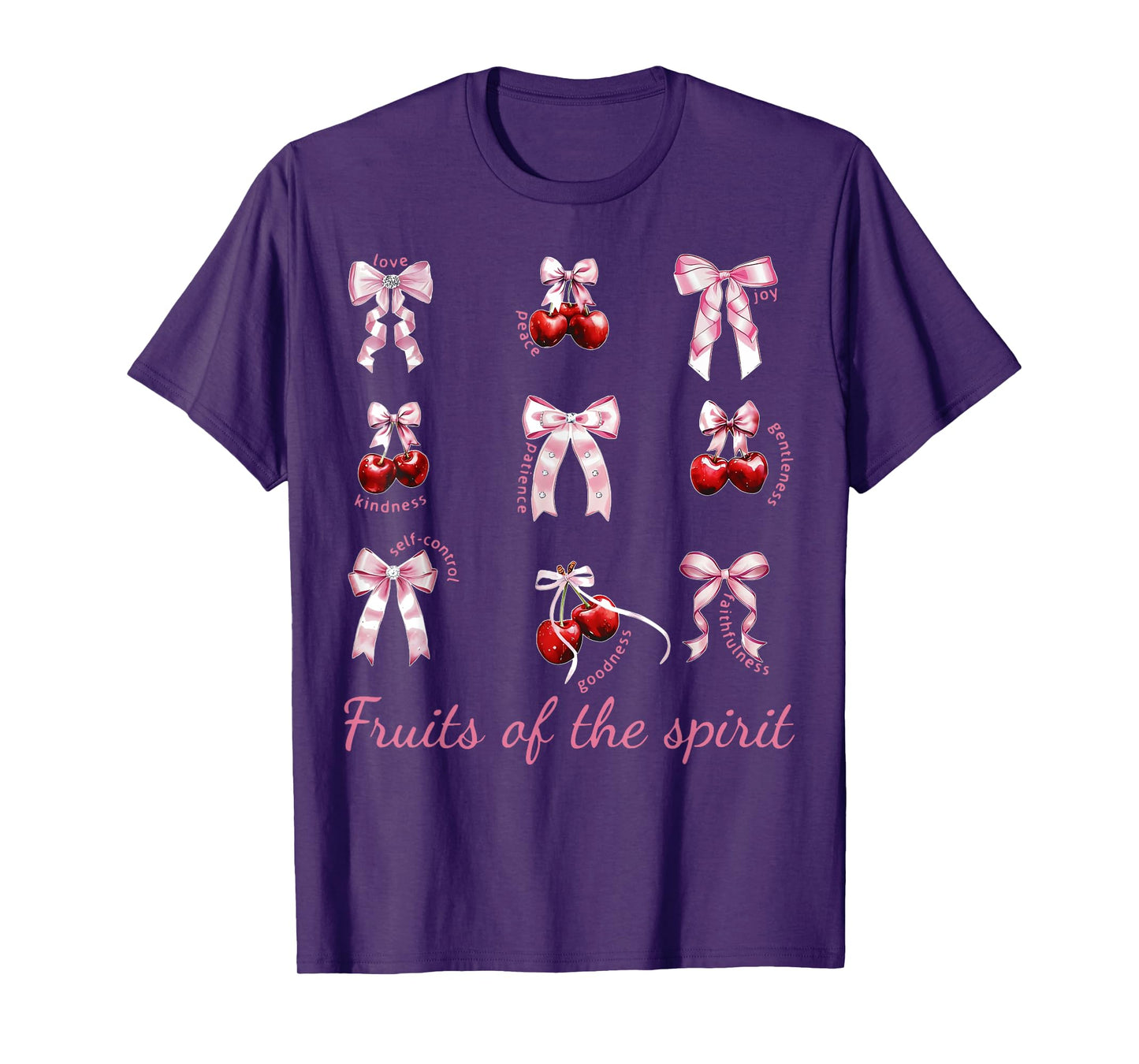 Fruit Of The Spirit Bow Coquette Cherry Christian Bible T-Shirt