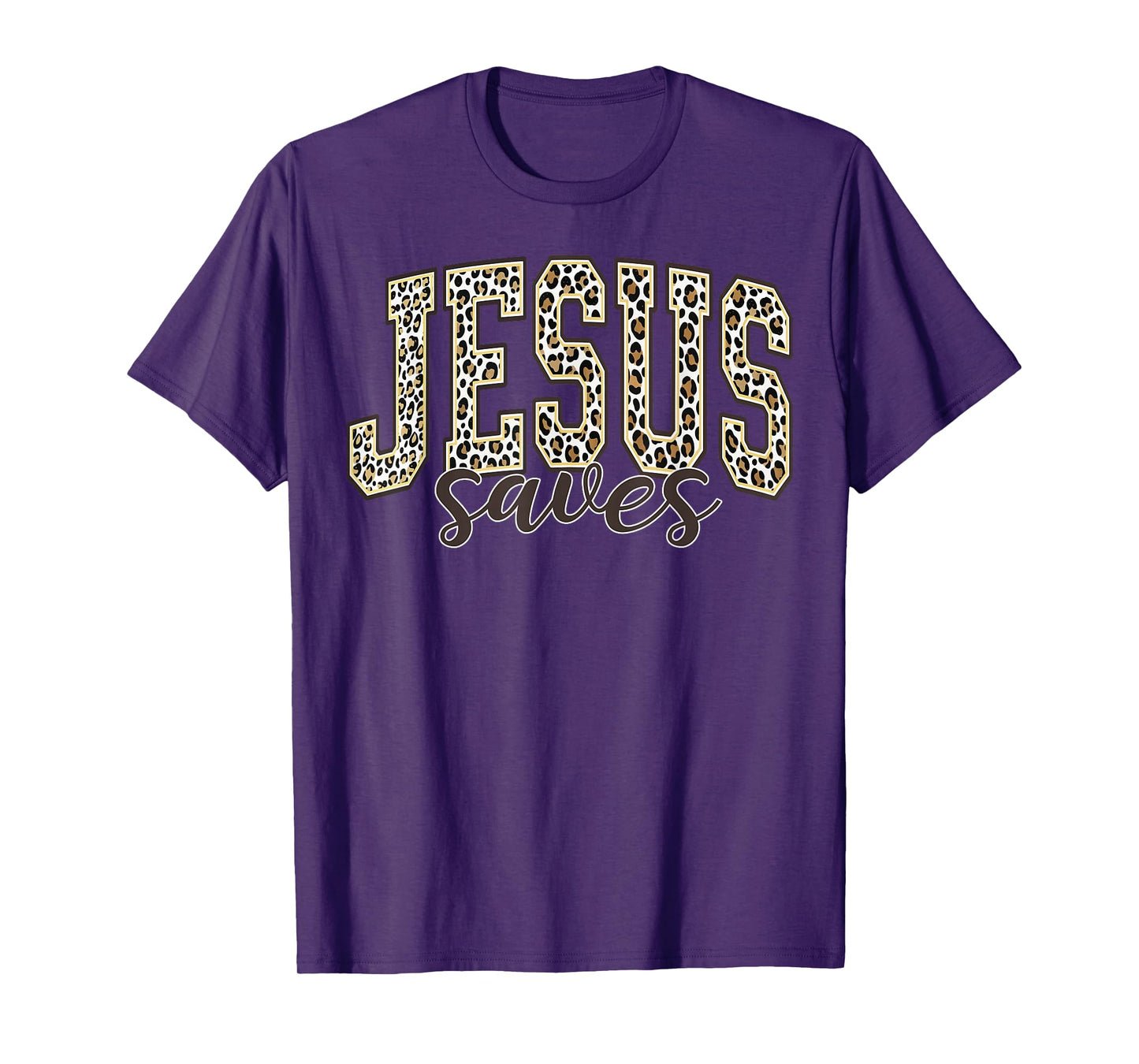 Jesus Saves Christian Cross God Faith Bible Leopard Pray T-Shirt