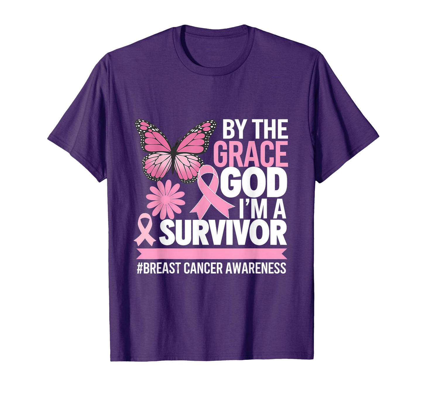 Breast Cancer Awareness Pink Ribbon By The Grace God T-Shirt