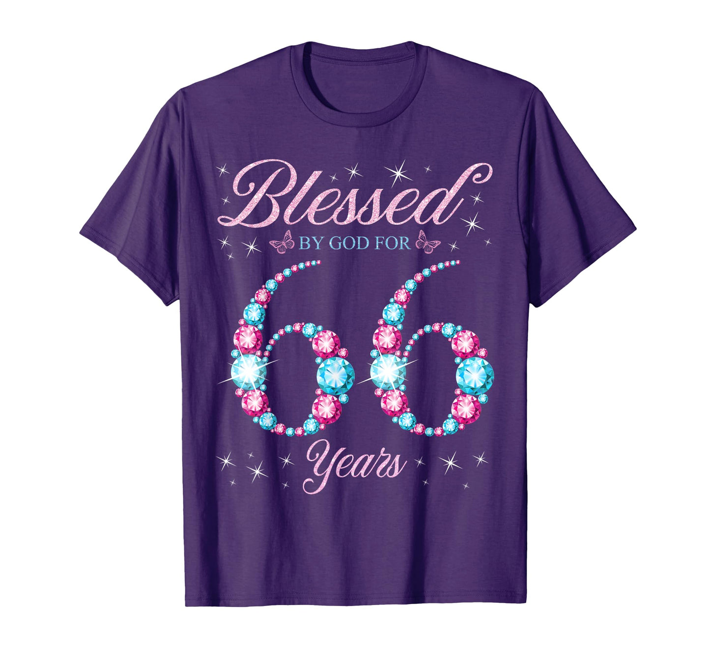 Blessed By God For 66 Years Old 66th Birthday Woman Queen T-Shirt