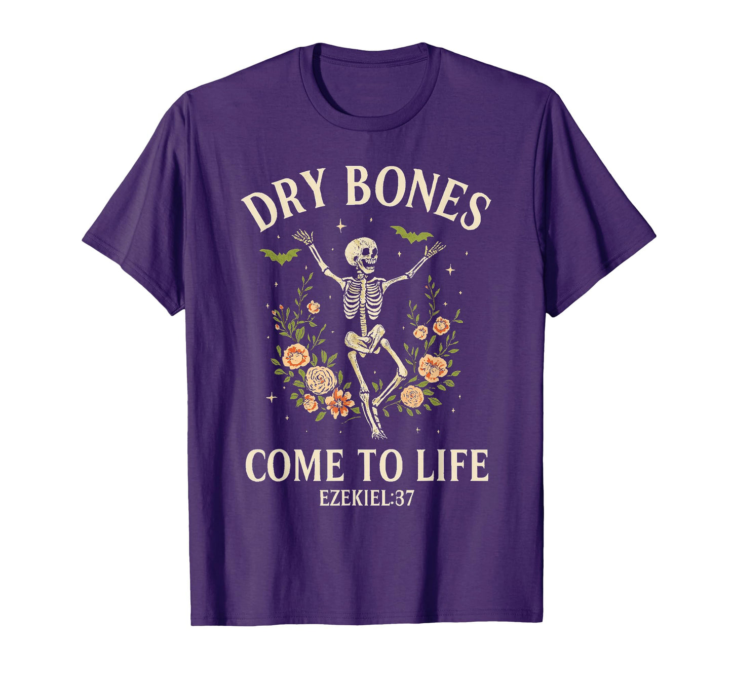 Dry Bones Come to Life Dancing Floral Skeleton T-Shirt