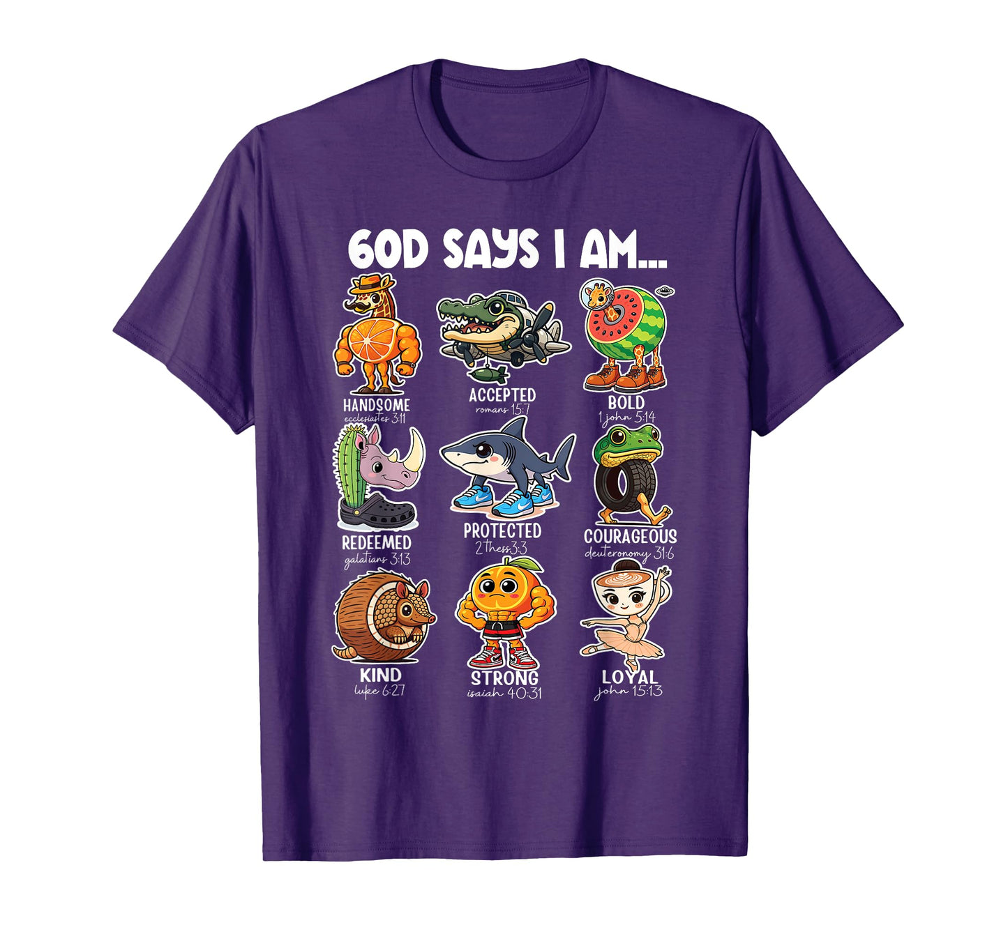 God Says I Am Italian Brainrot Cartoon Funny Christian Kids T-Shirt