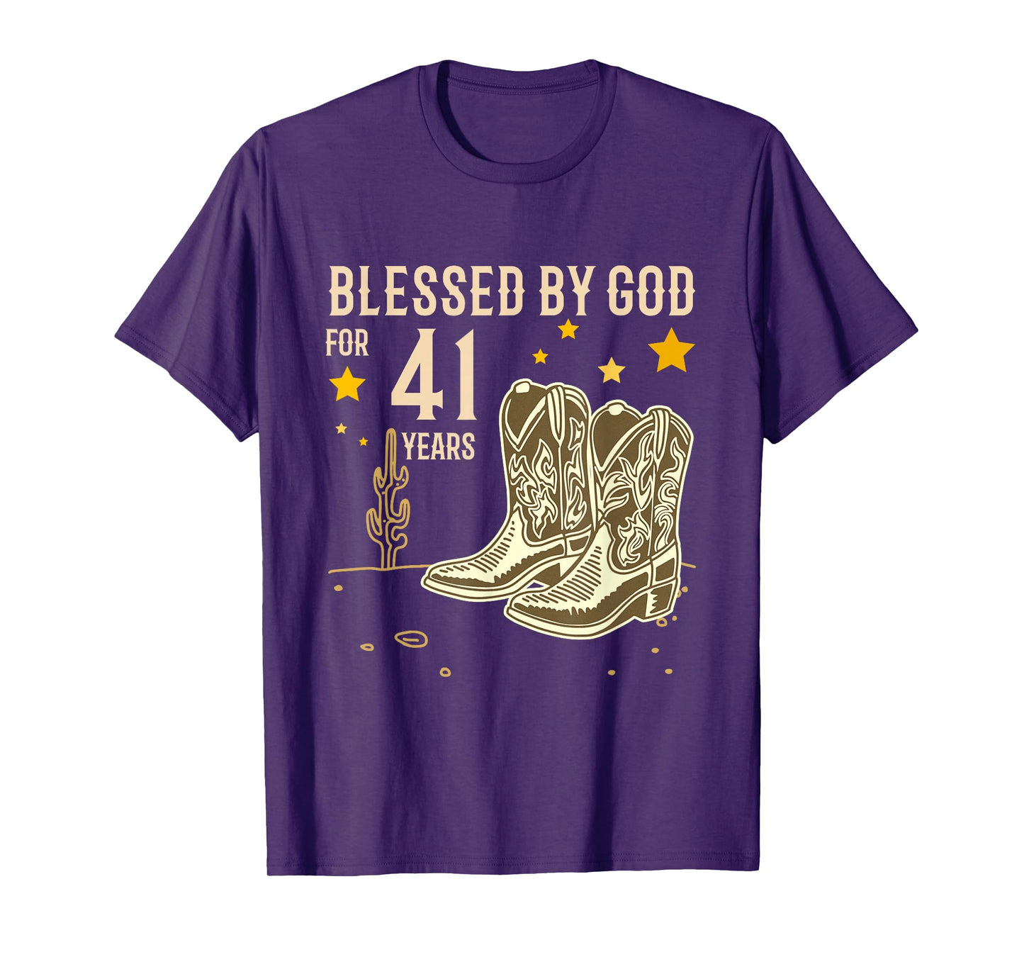Vintage Blessed by God for 41 Years Cowboy 41st Birthday Men T-Shirt
