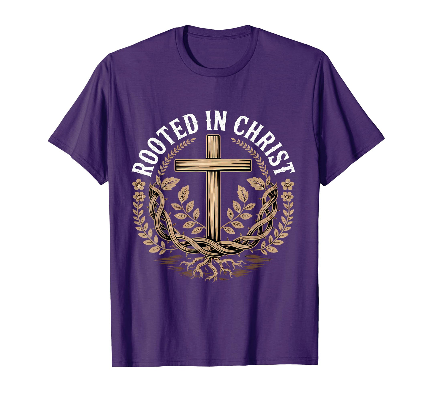 Rooted in Christ Christian Faith Jesus Cross T-Shirt