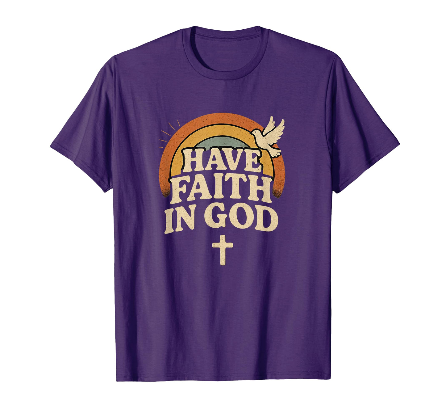 Have Faith in God Retro Cross Rainbow Christian Religious T-Shirt