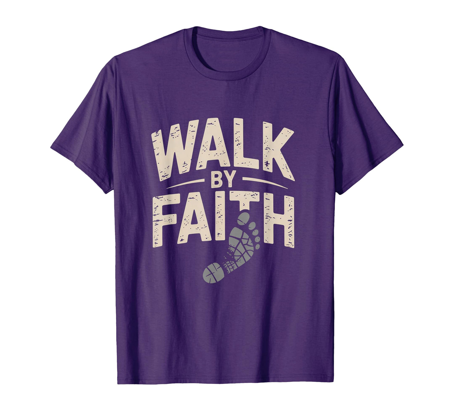 Walk by Faith Christian Footprint Inspirational Tee T-Shirt
