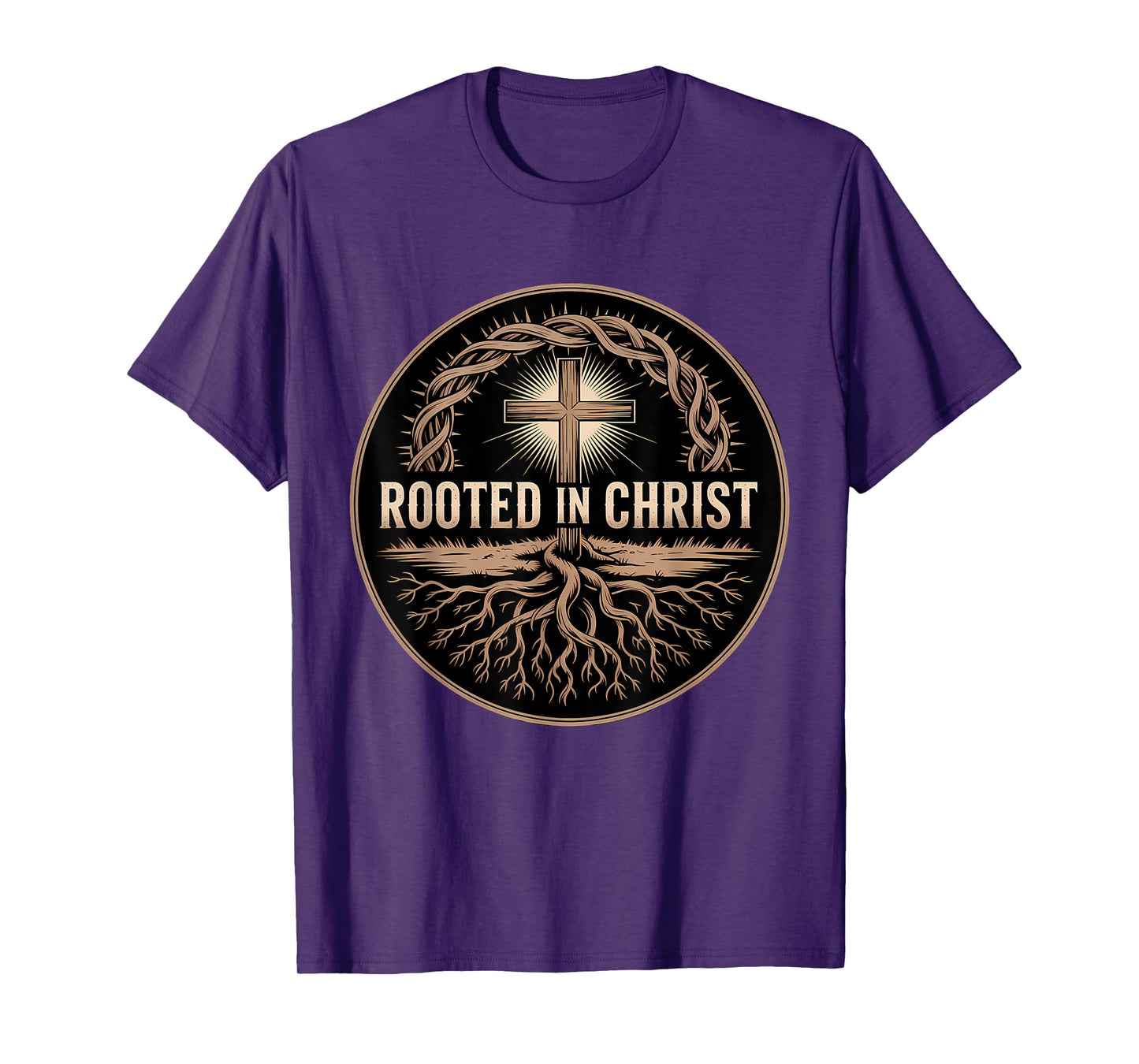 Rooted in Christ Christian Faith Jesus Cross T-Shirt