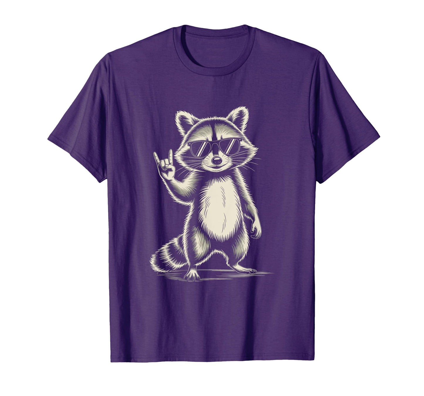 Retro Raccoon Rock Music For Men Women Funny Raccoon T-Shirt