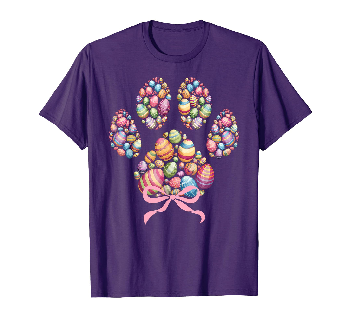 Funny Dog Paw Print Easter Eggs Happy Easter Day Boys Girls T-Shirt
