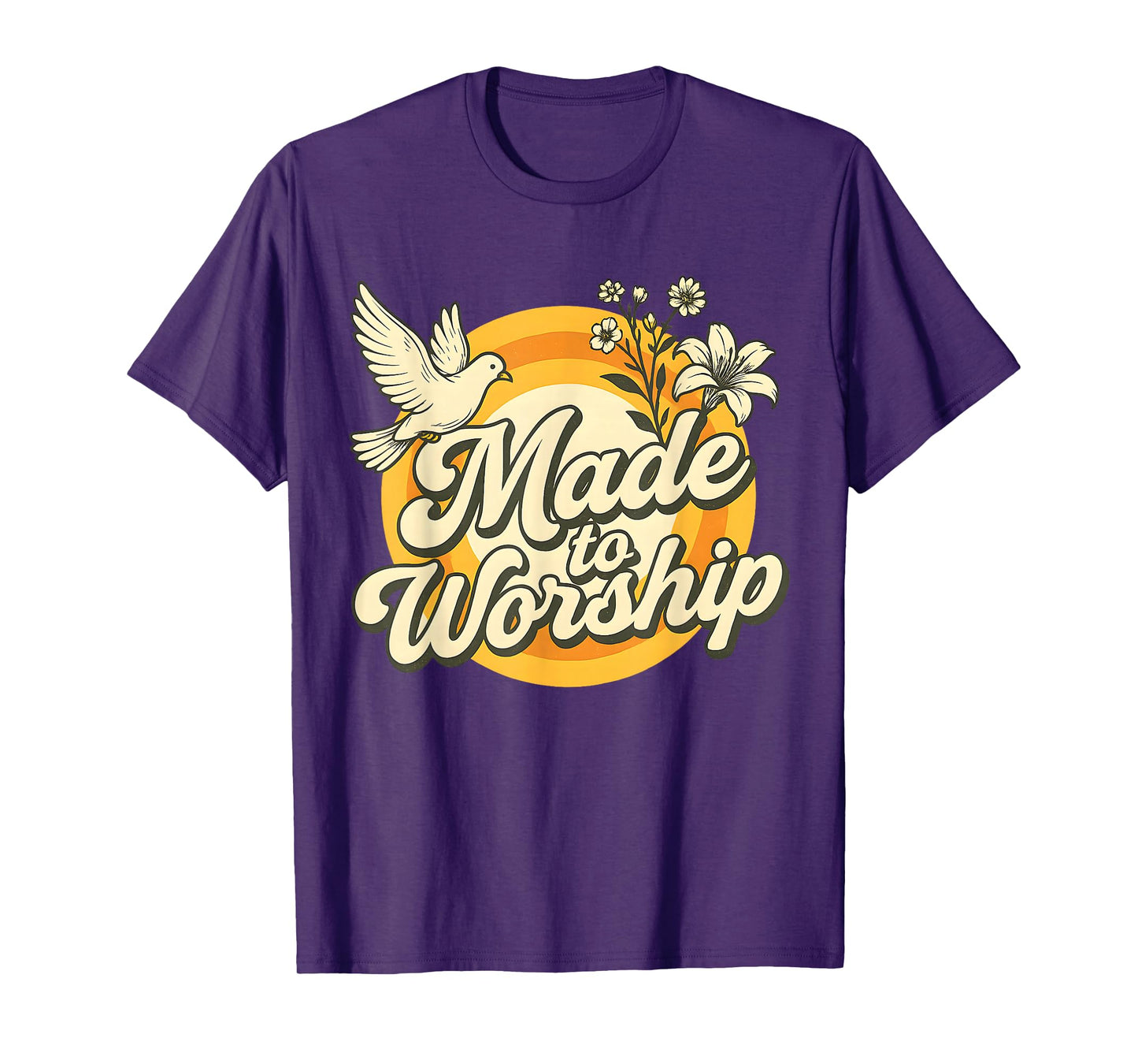 Made to Worship Retro Floral Christian Bible Verse T-Shirt
