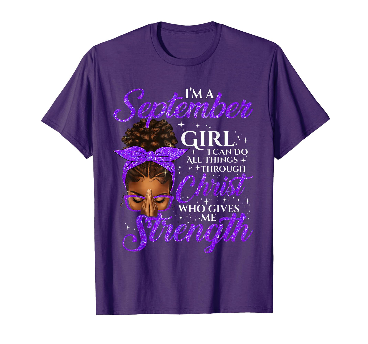 September Girl Birthday Black Women Afro Christian Saying T-Shirt