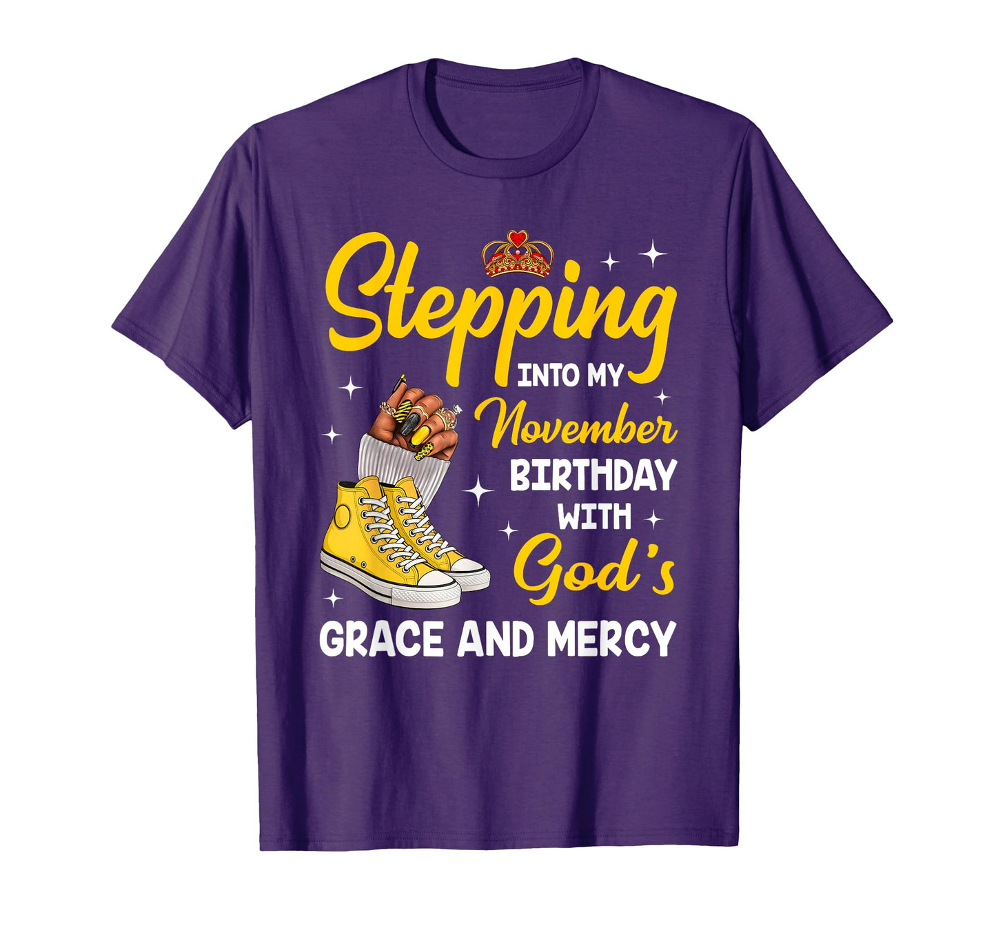 Stepping Into My November Birthday Queen Melanin Afro Woman T-Shirt