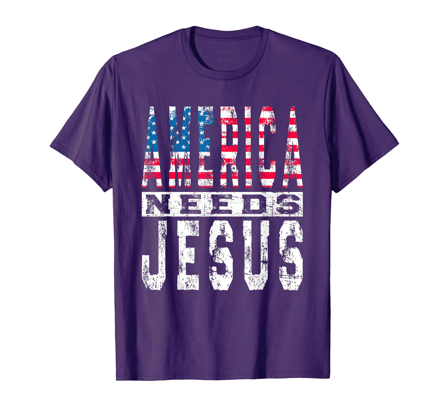 America Needs Jesus Vintage Patriotic American Flag USA T-Shirt for Women Kids Men
