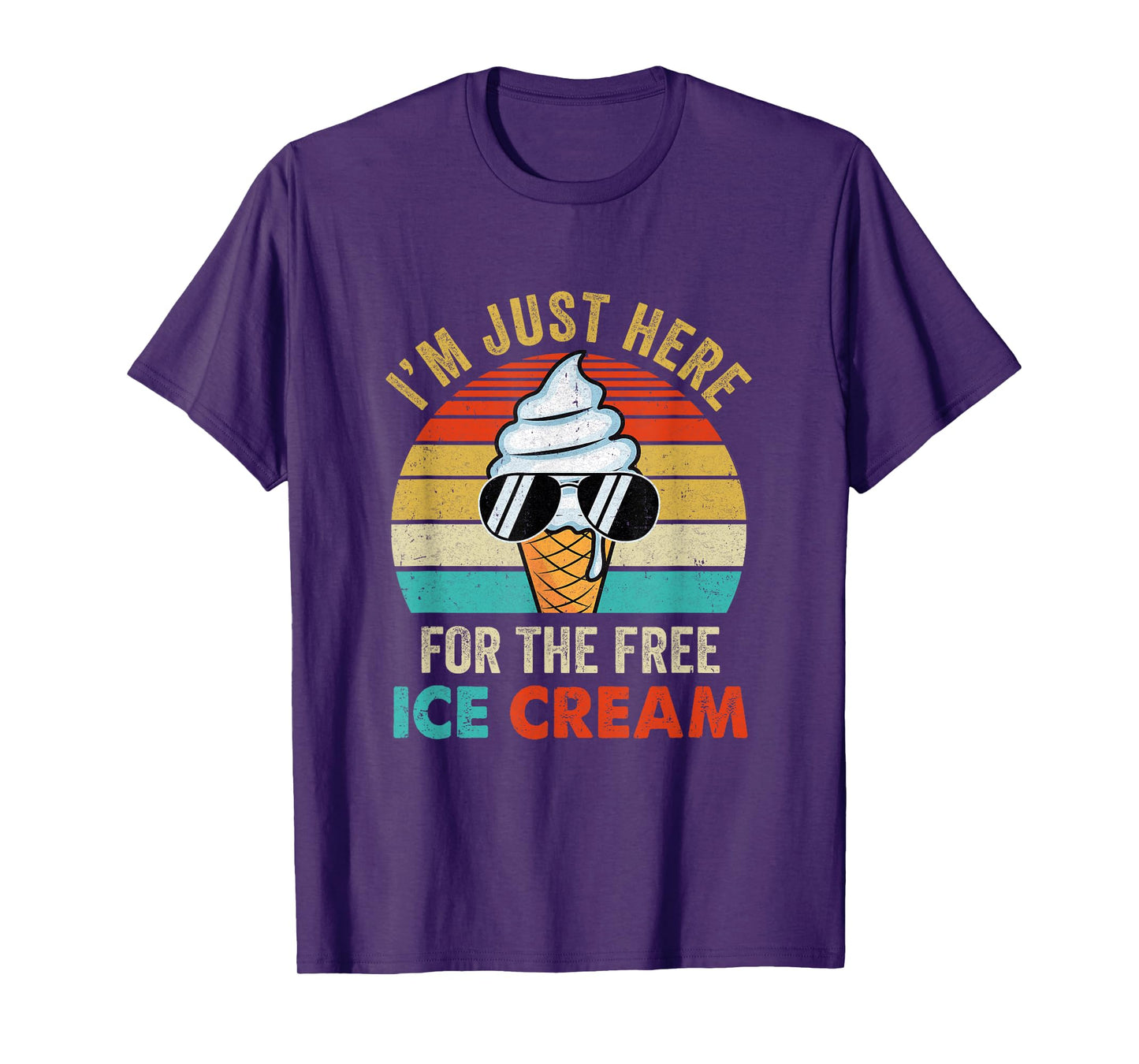 I'm Just Here For The Free Ice Cream Funny Cruise 2025 Retro T-Shirt