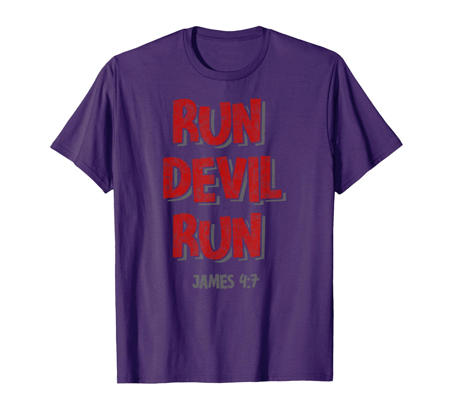 James 4:7 Bible Verse Run Devil Run Christian Tee Religious T-Shirt