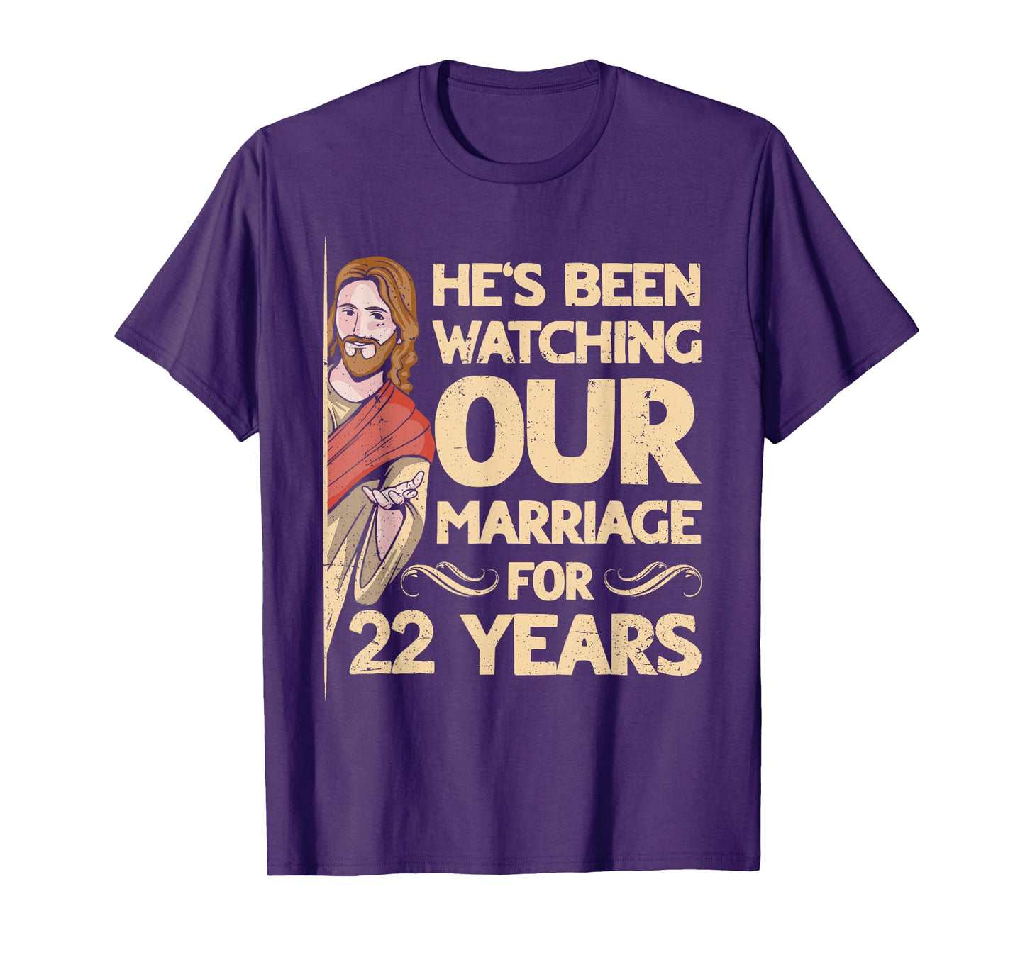 22nd Wedding Anniversary Jesus Christian Husband Wife T-Shirt