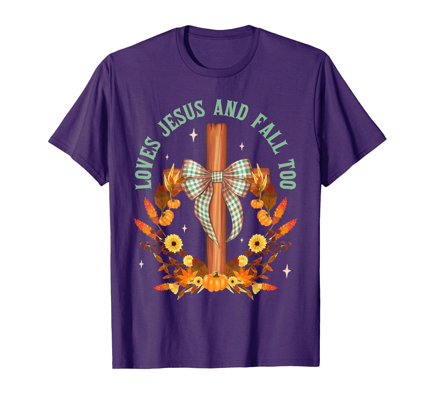 Loves Jesus And Fall Too Cross Bow Autumn Christian Fall T-Shirt
