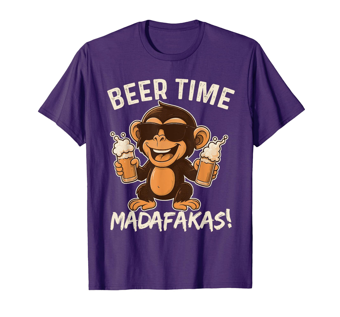 Beer Time Madafakas Funny Monkey T-Shirt