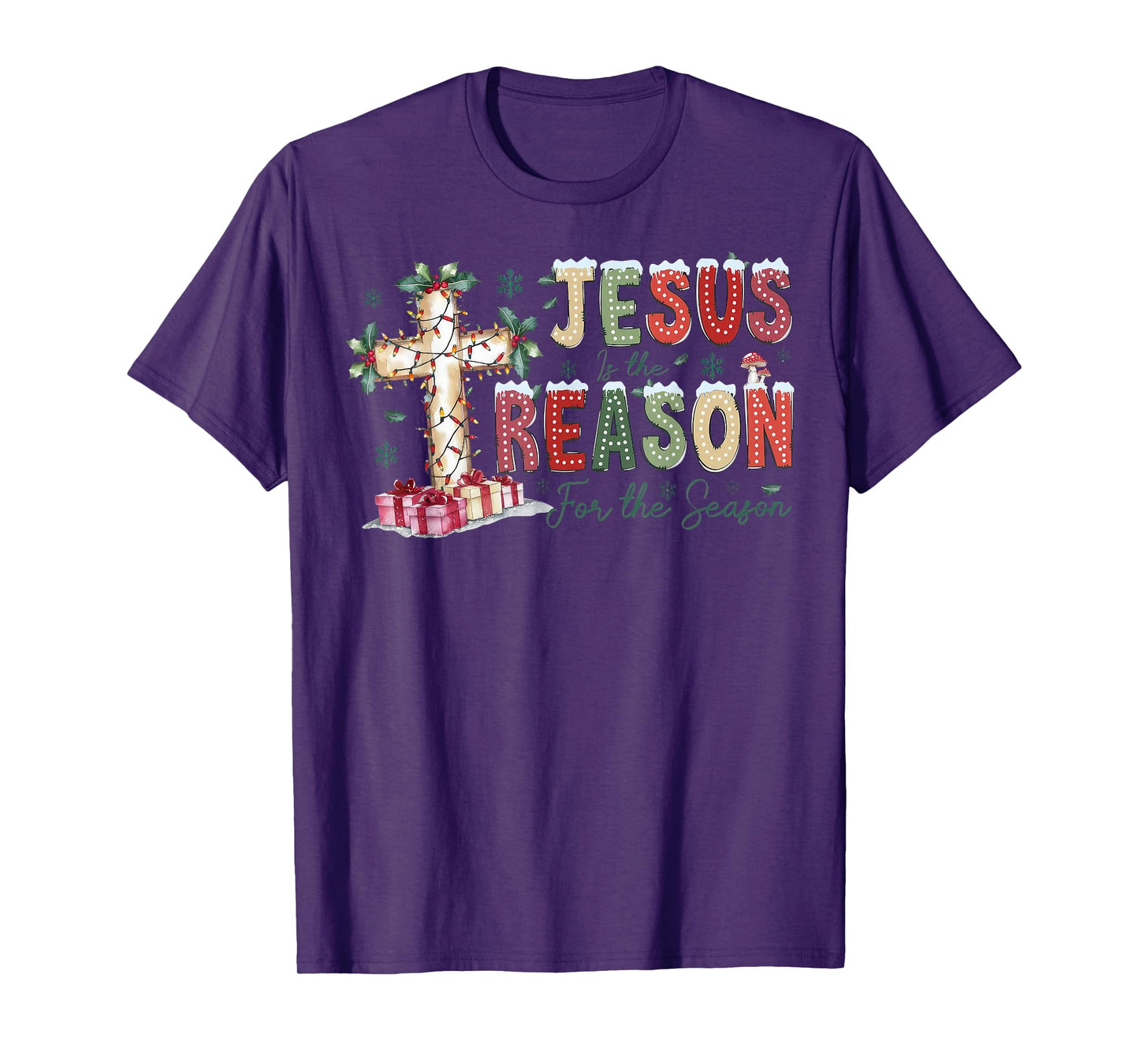 Jesus Is The Reason For The Season Religious Christmas Cross T-Shirt