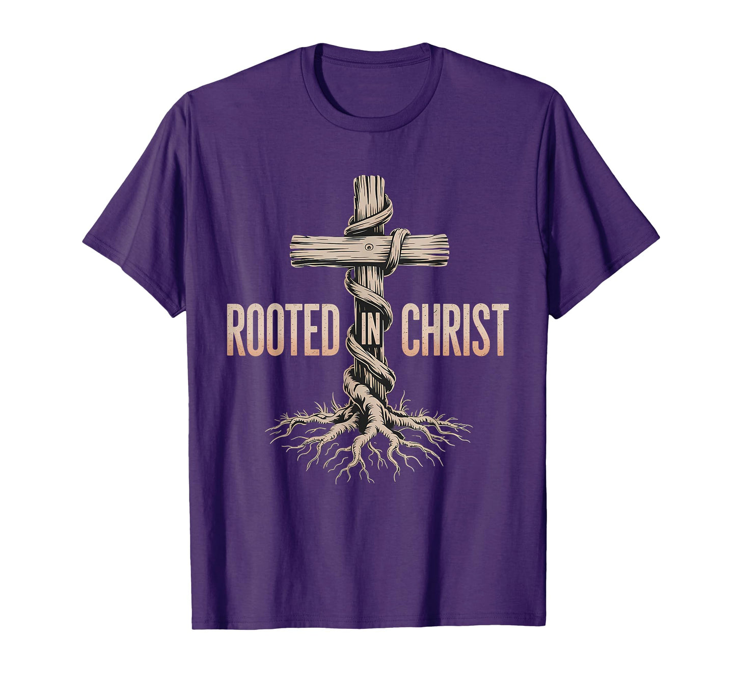 Rooted in Christ Jesus Cross Christian Faith T-Shirt