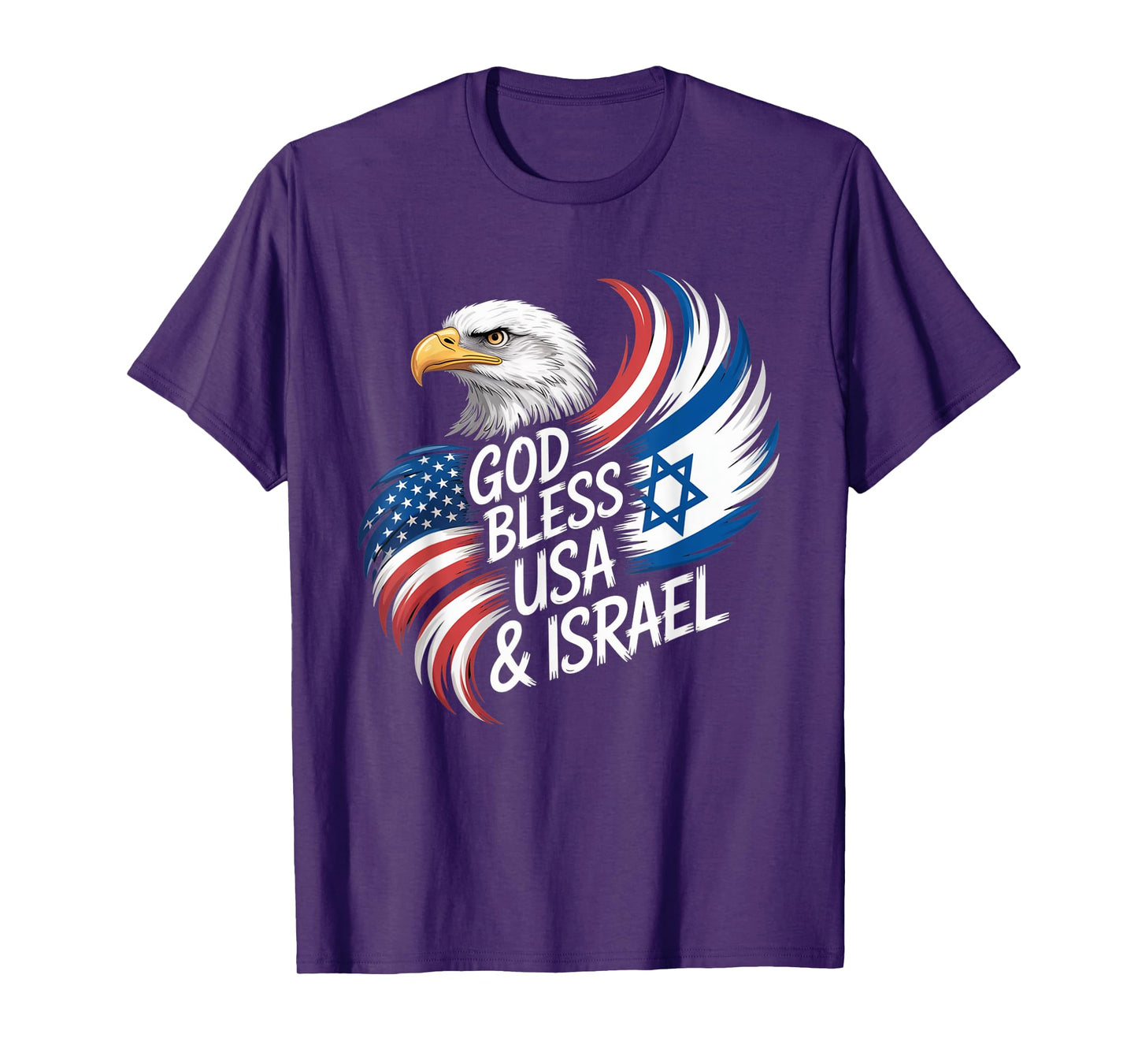 God Bless USA & Israel Support Patriotic Tee T-Shirt