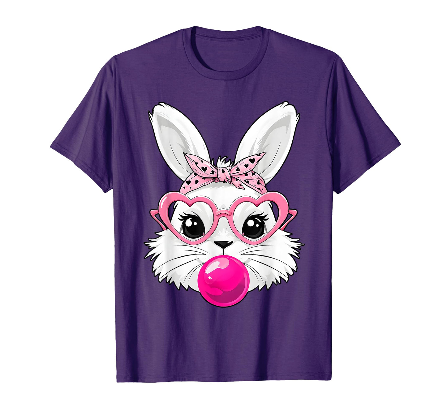 Cute Easter Day Bunny Face With Bandana Heart Glasses T-Shirt