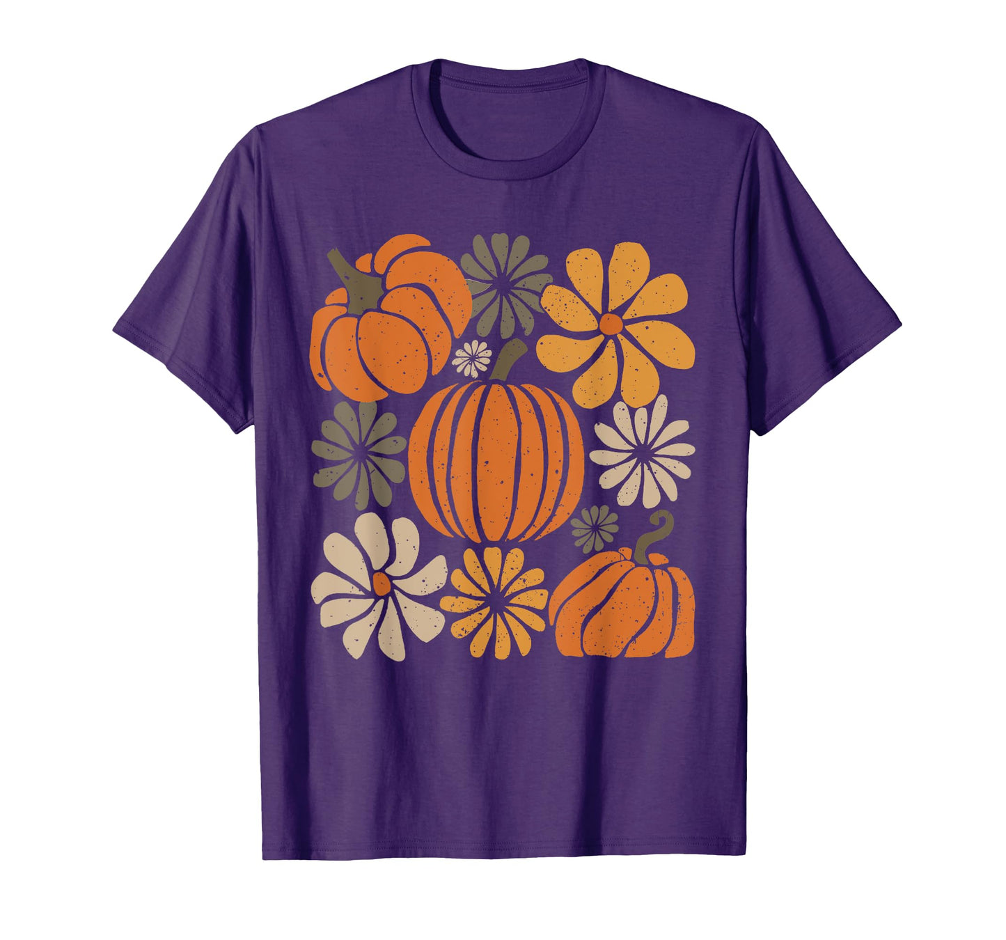Retro Boho Floral Cute Pumpkin Autumn Thanksgiving Women Kid T-Shirt