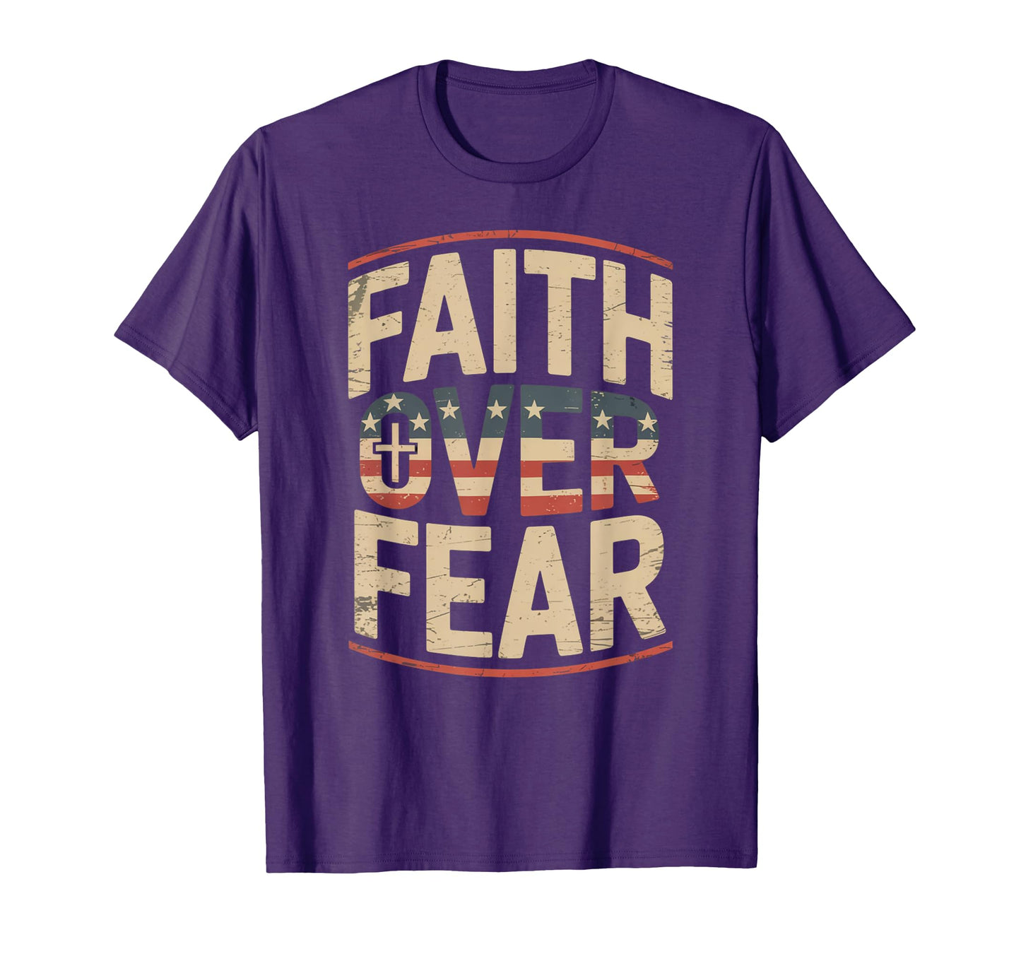 America Pride US Flag Faith Over Fear Prayer T-Shirt