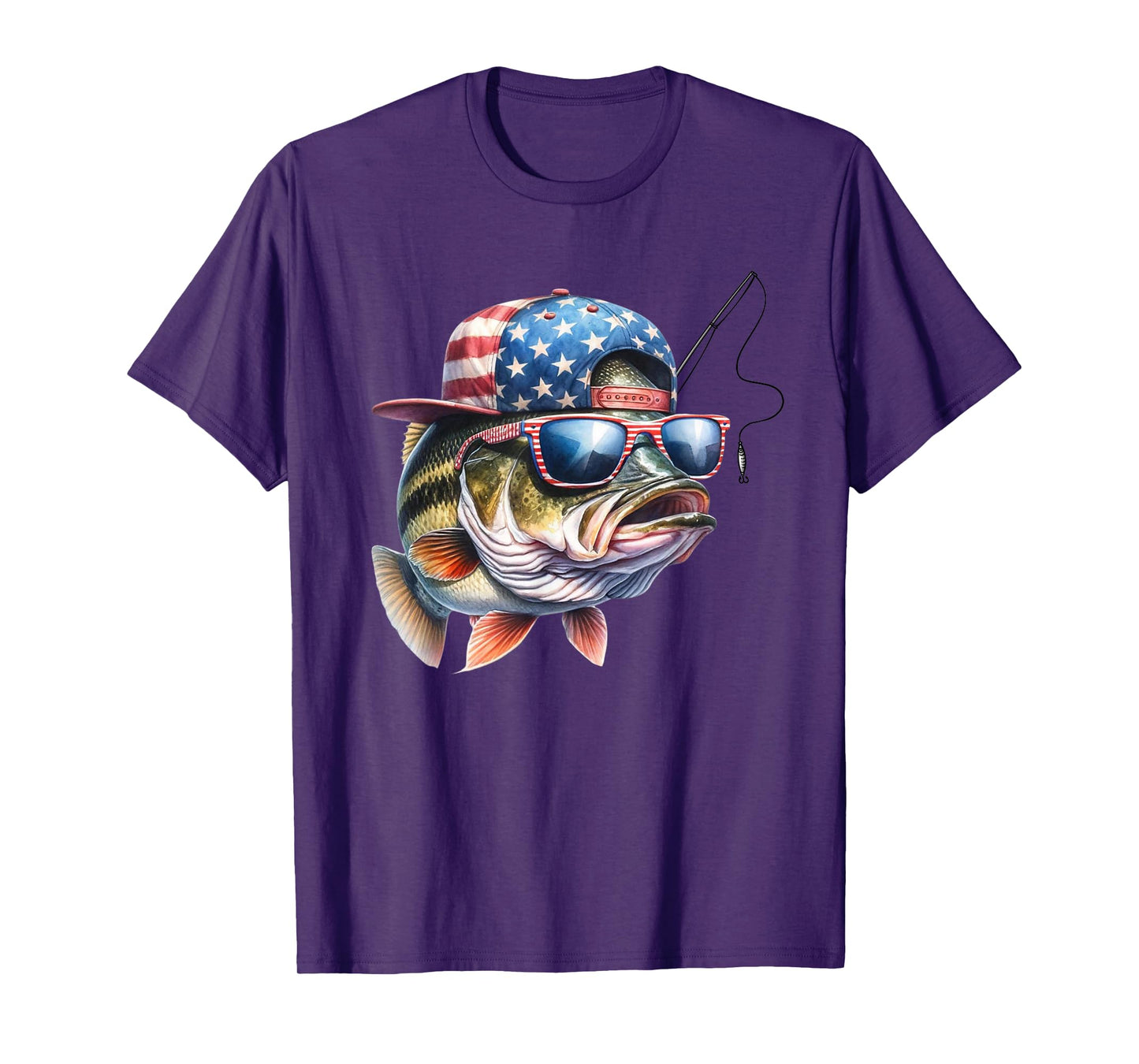 Funny Fishing & Fisherman Gift American Flag T-Shirt
