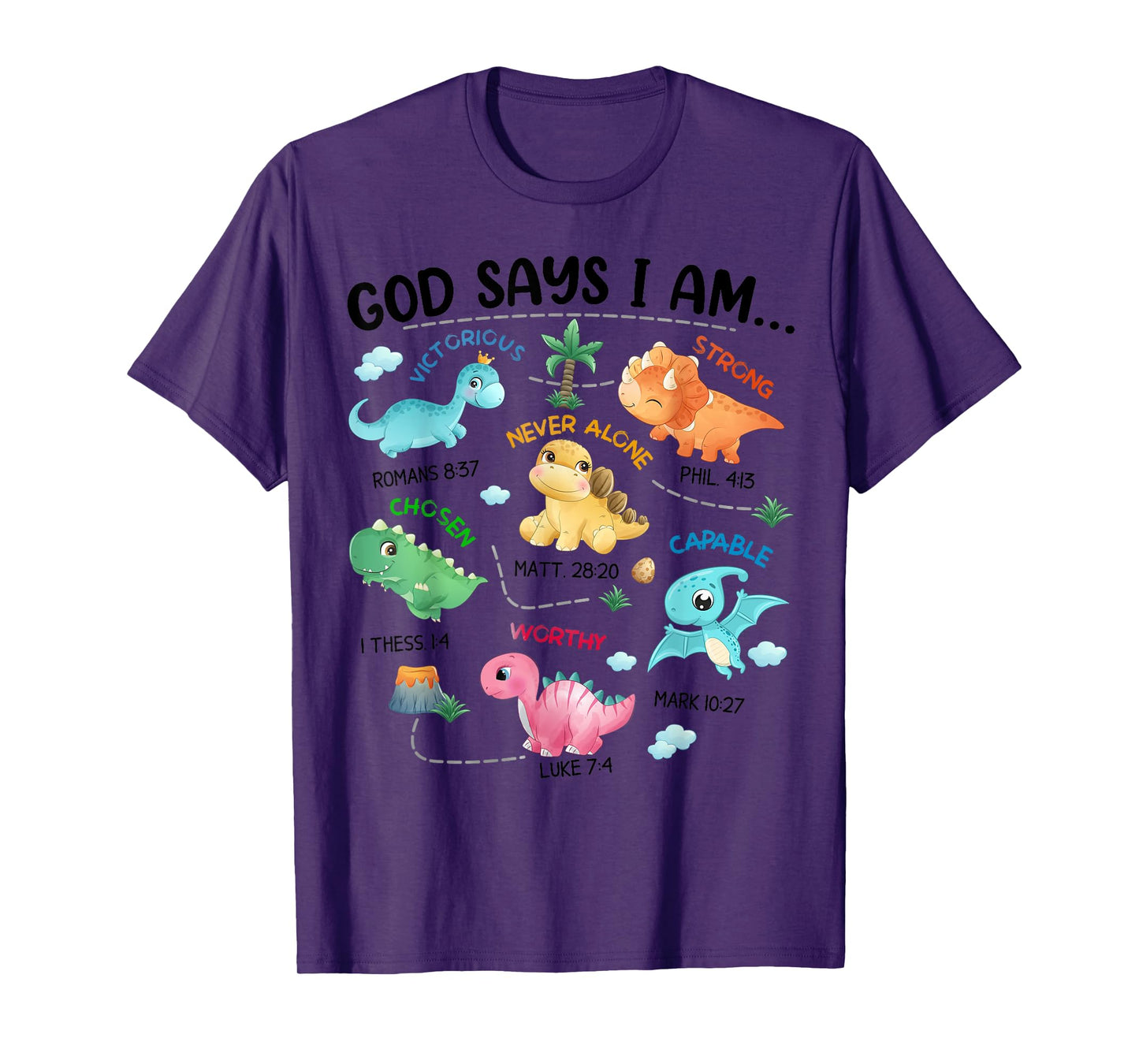 God Says I Am Funny Dinosaur Bible Verse Christian Kids Boys T-Shirt