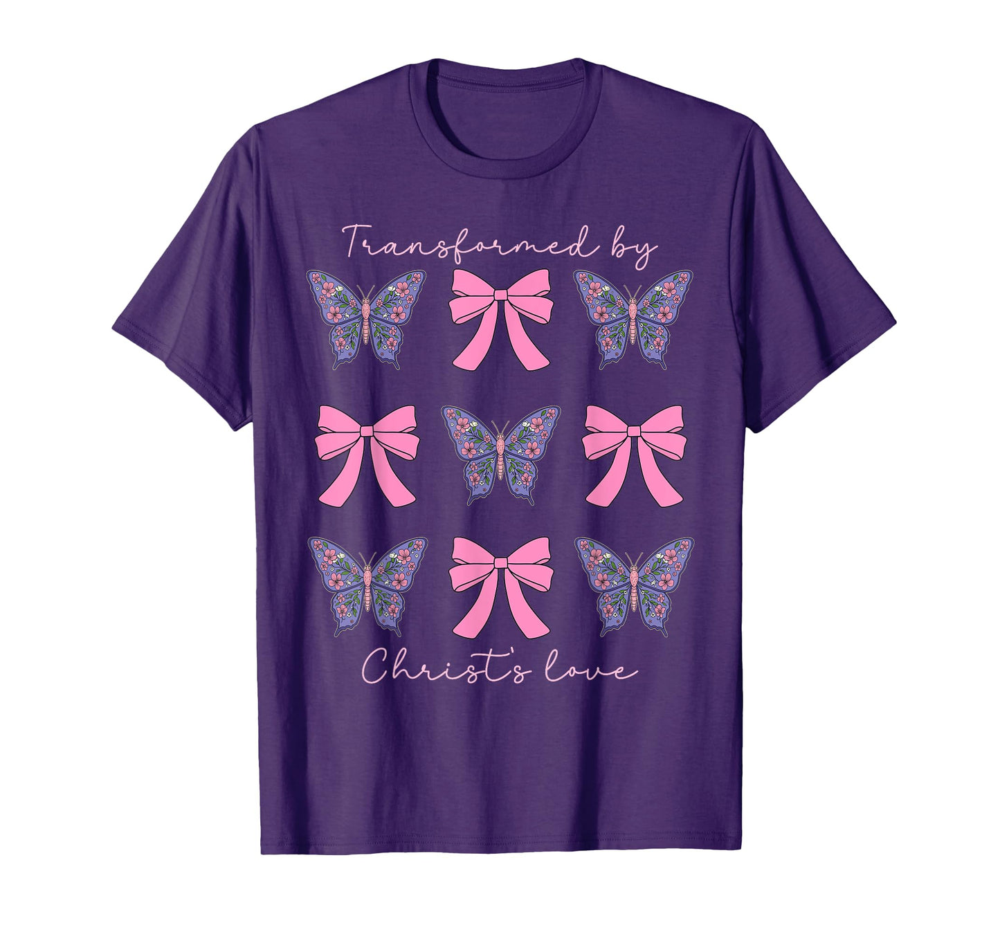 Transformed By Christs Love Coquette Bow Christian Women T-Shirt
