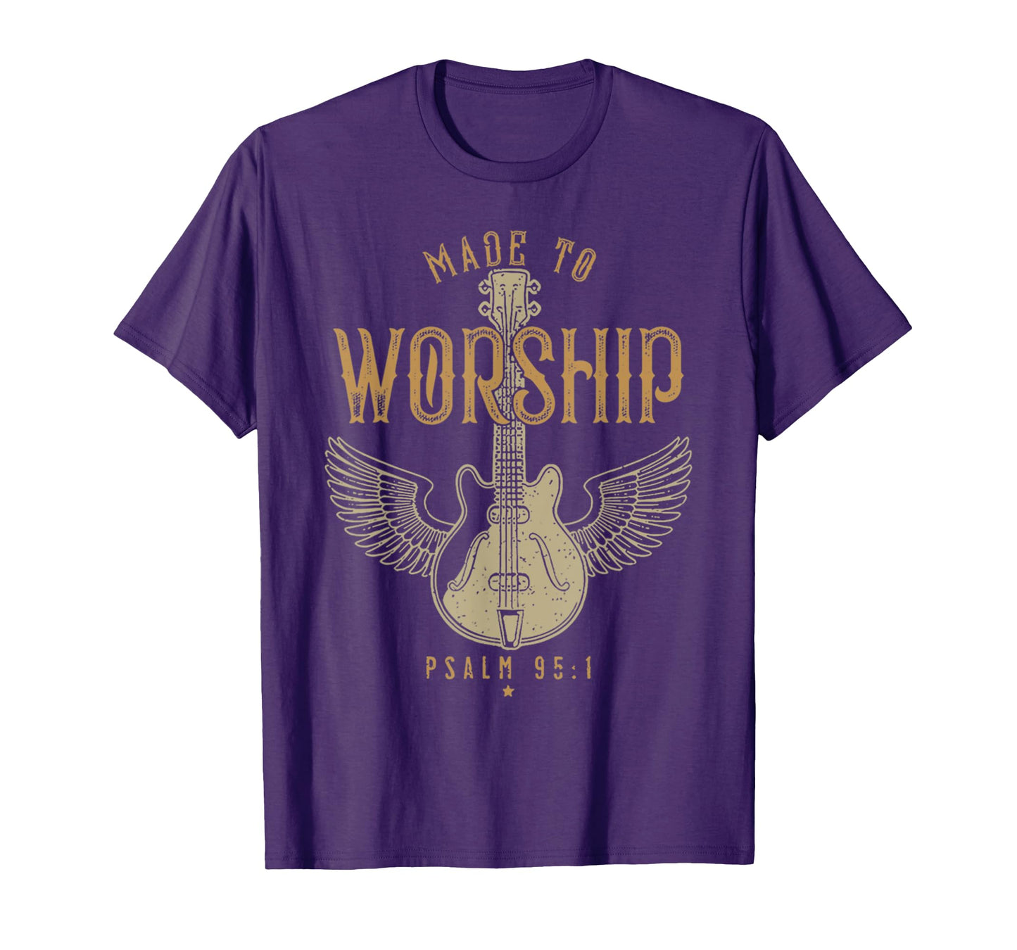 Vintage Made To Worship Psalm 95 1 Jesus Guitar Bible Verse T-Shirt