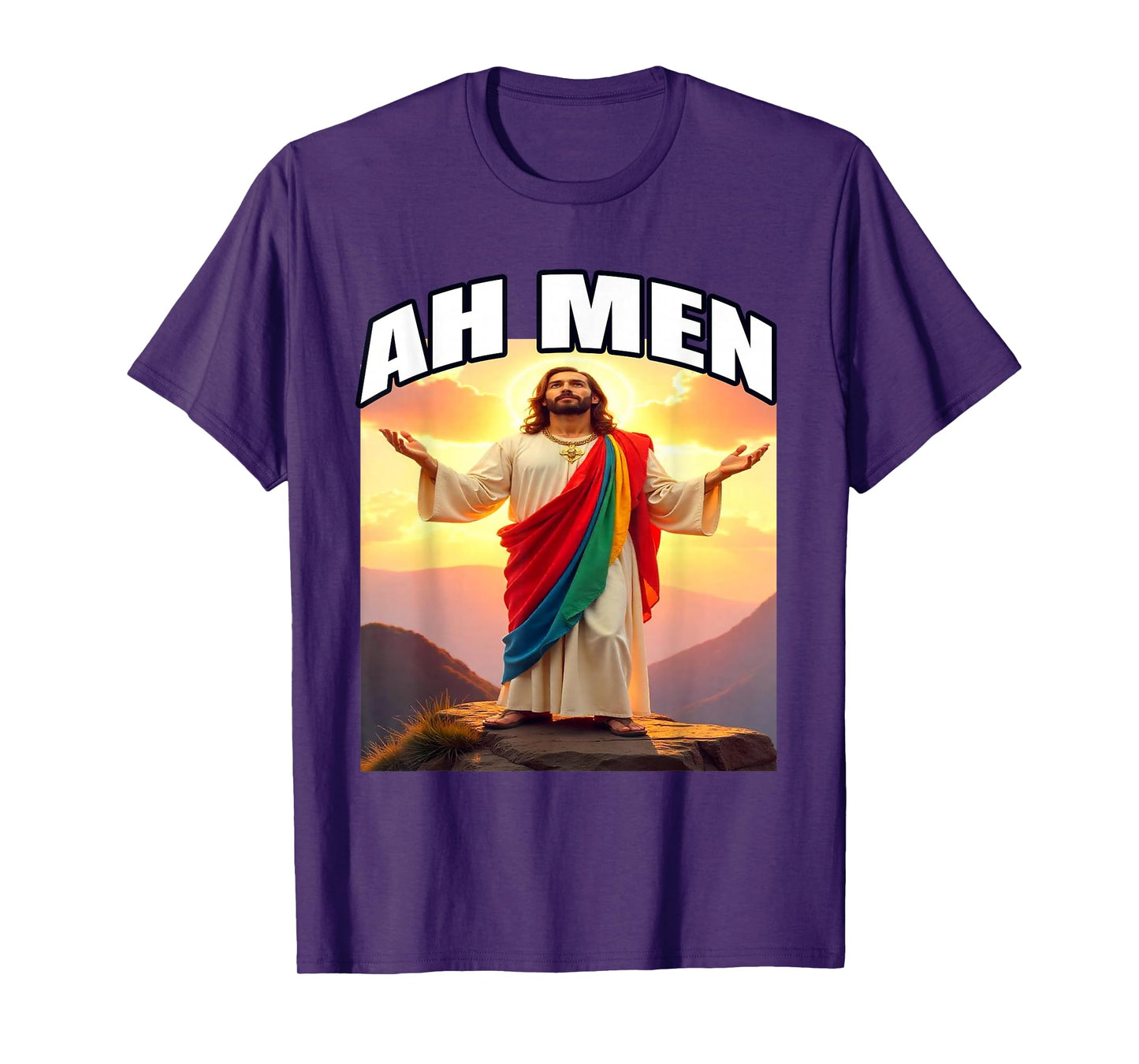 Ah, Men Gay Jesus LGBTQ Pride Funny Christian Pun Tee T-Shirt
