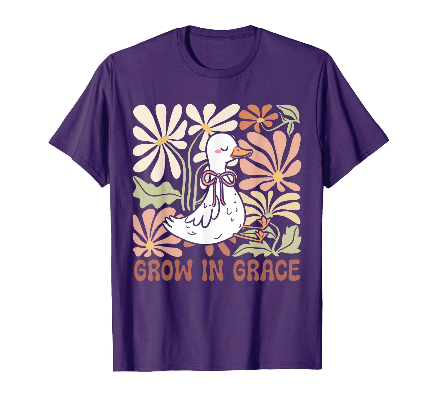 Grow in Grace Boho Floral Silly Goose Coquette Bow Christian T-Shirt