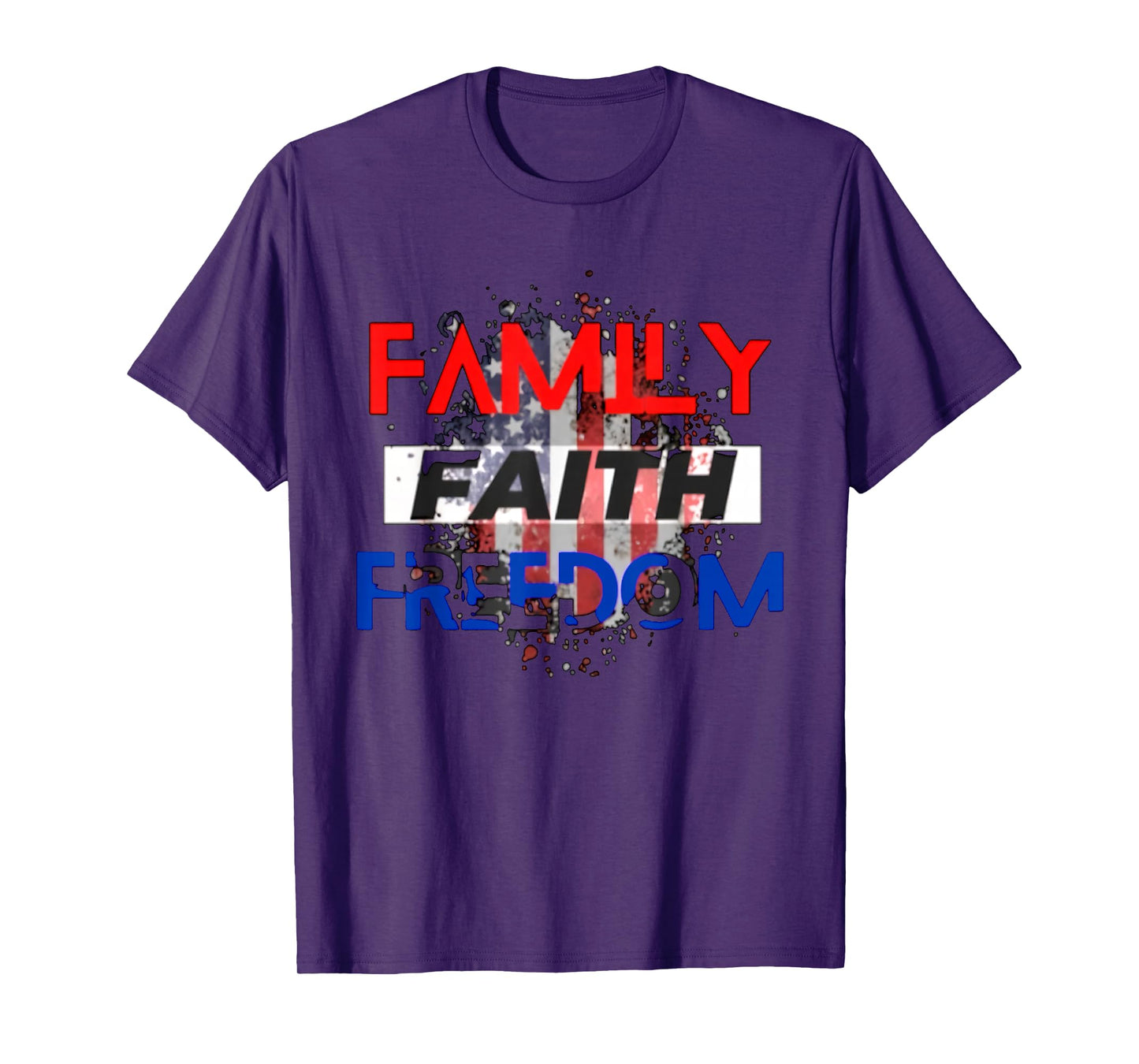 Faith Family Freedom Vintage USA Flag T-Shirt