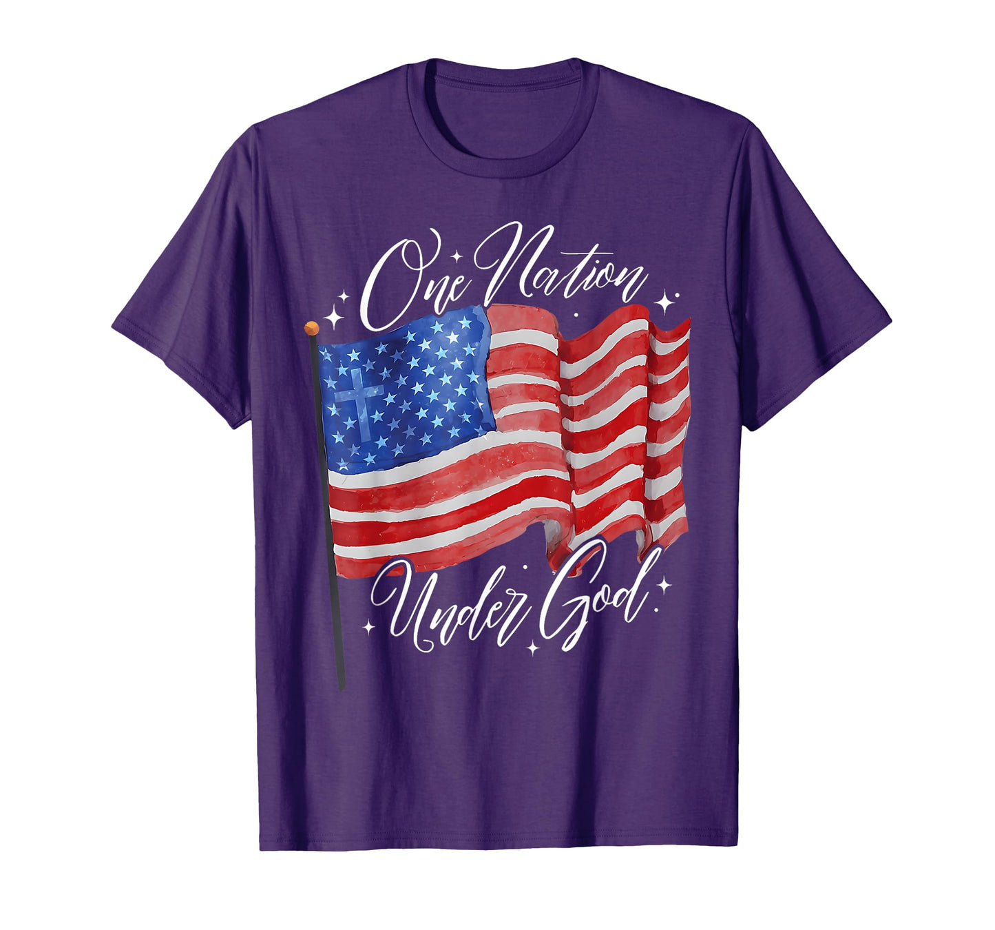 One Nation Under God Flag 4th Of July Patriotic Christian T-Shirt