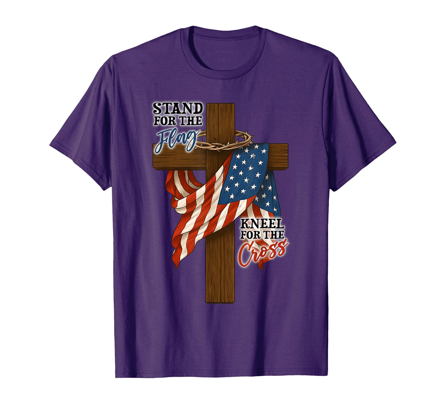 Stand For The Flag 4th Of July Cross USA Flag Christian Men T-Shirt