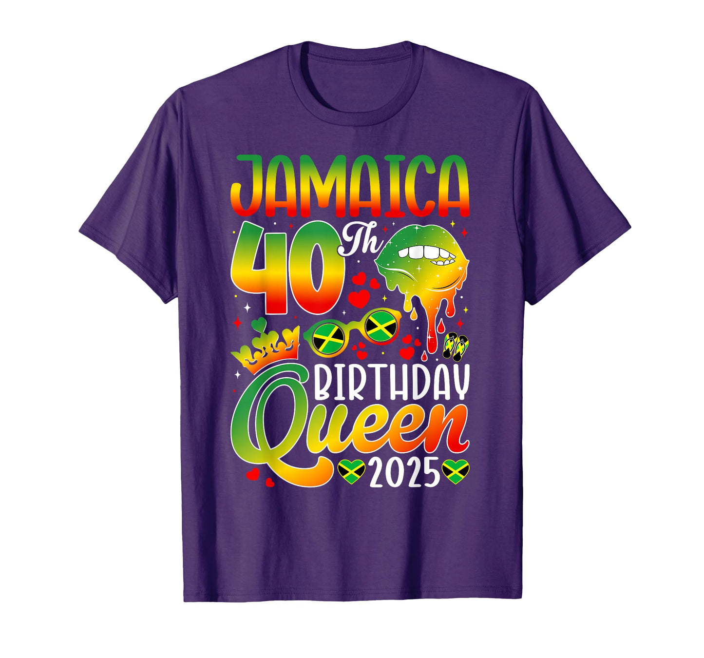 40Th Birthday Queen Jamaica Girl Matching Party 2025 T-Shirt