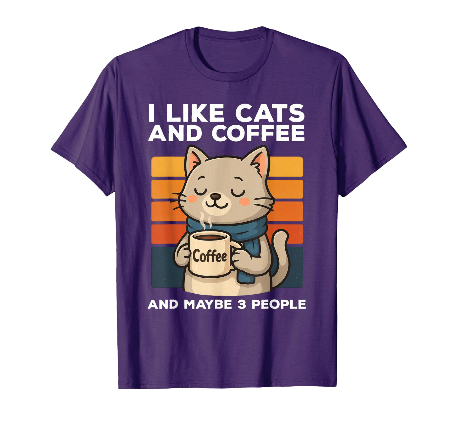 I Like Cats And Coffee And Maybe 3 People Funny Cat Vintage T-Shirt