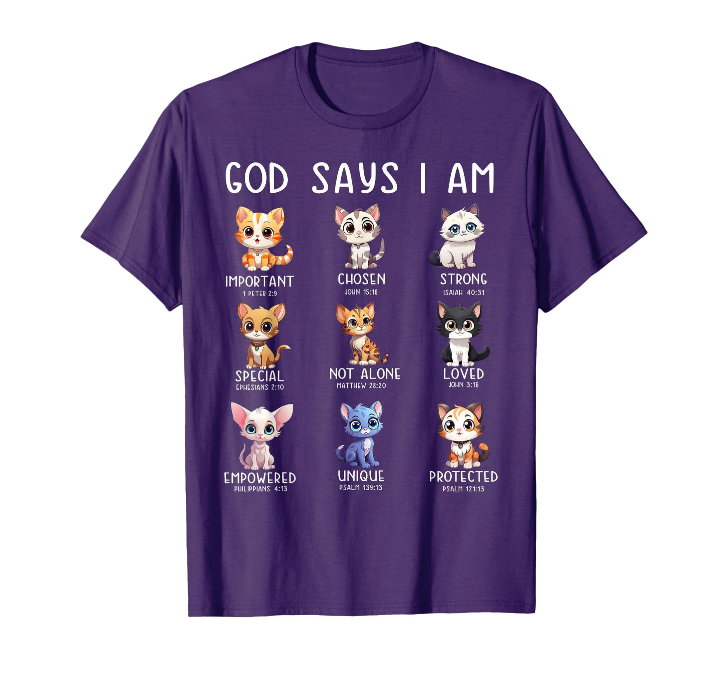 Cute Cats God Say I Am Christian Bible Verse T-Shirt