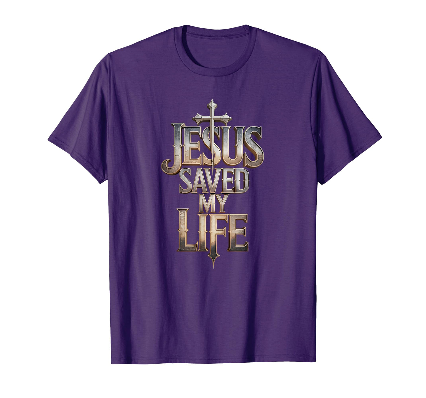 Jesus Saved My Life Bold Cross Christian Faith Design T-Shirt