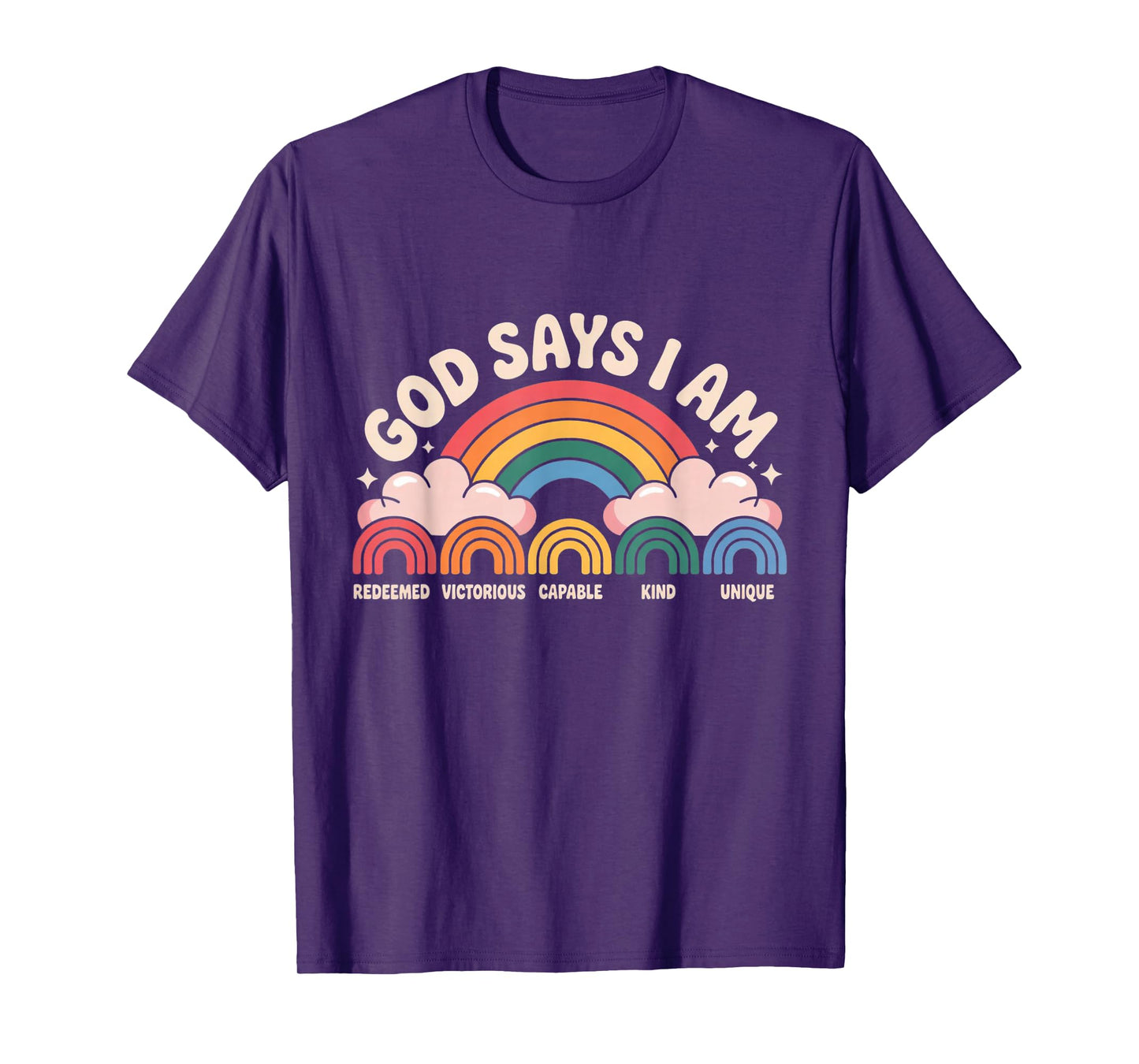 God Says I Am Rainbow Christian Kids Design T-Shirt