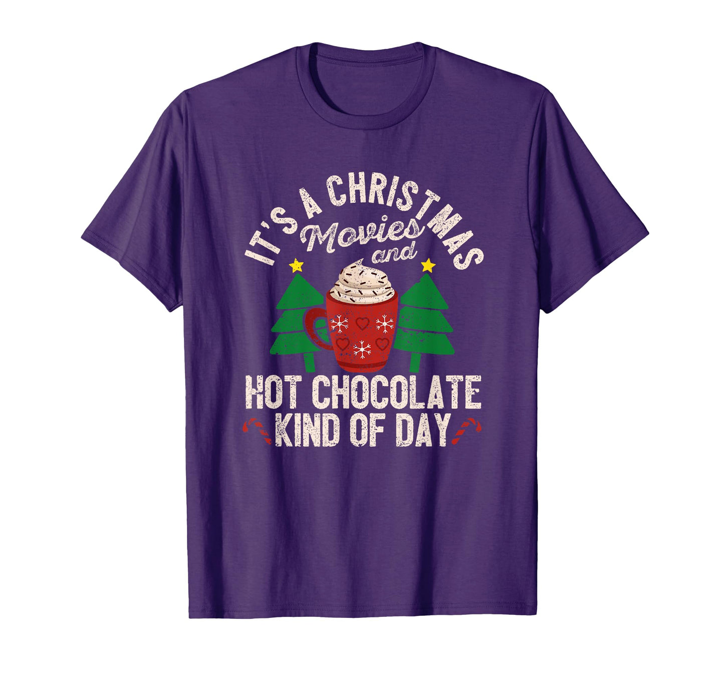 It's A Cristmas Movies And Hot Chocolate Funny Xmas PJ Movie T-Shirt