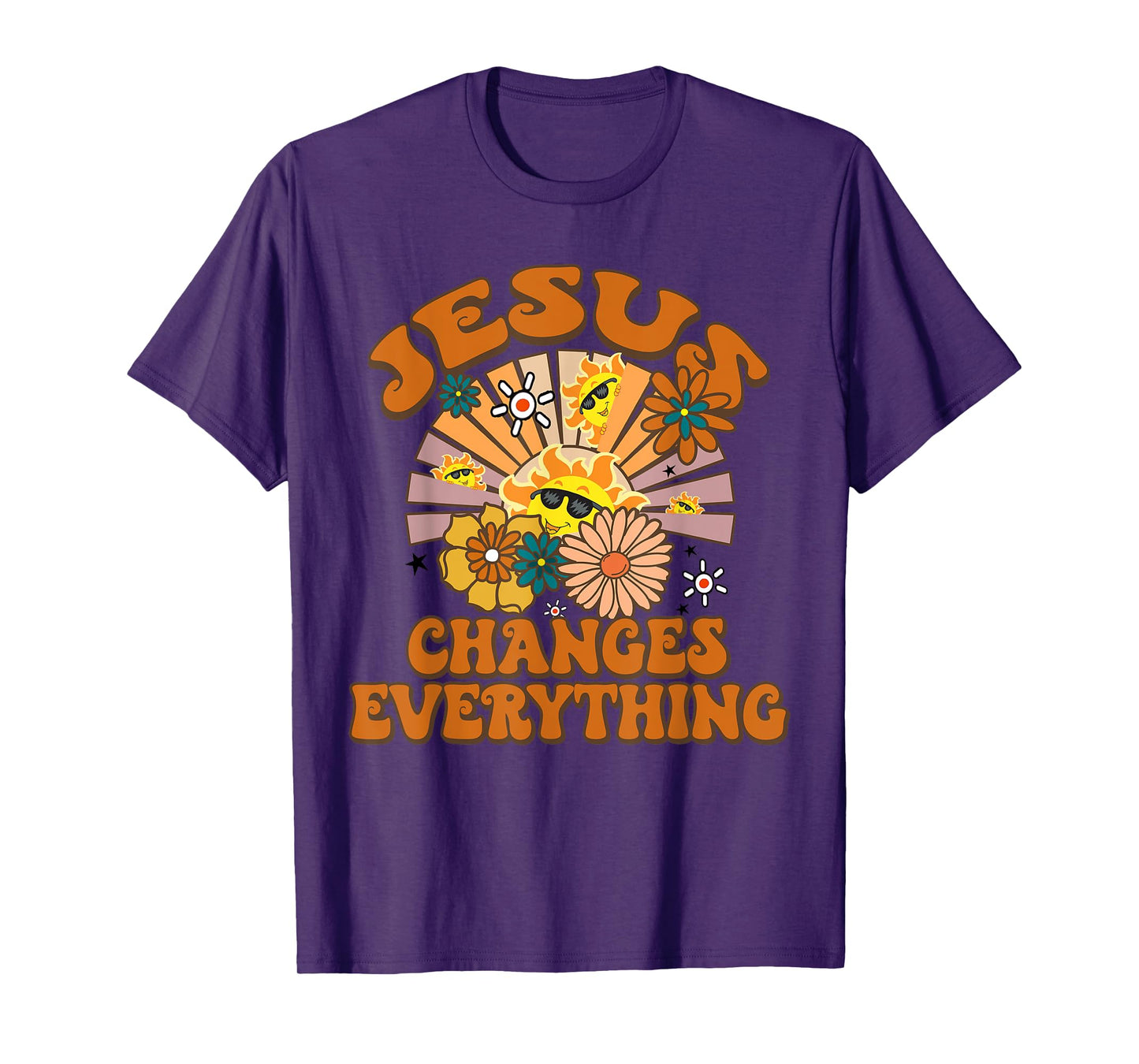 Jesus Changes Everything Funny Christian Retro Groovy Boho T-Shirt