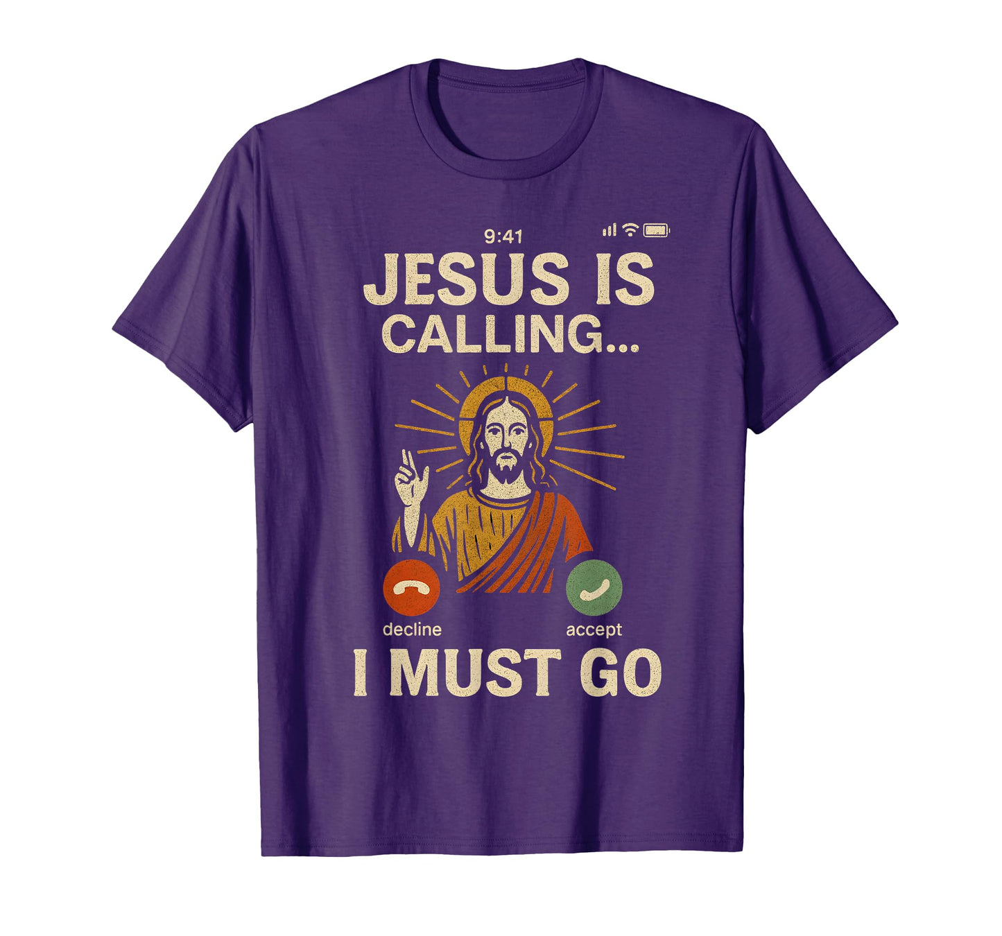 Jesus is Calling I Must Go Retro Christian Faith Vibes T-Shirt