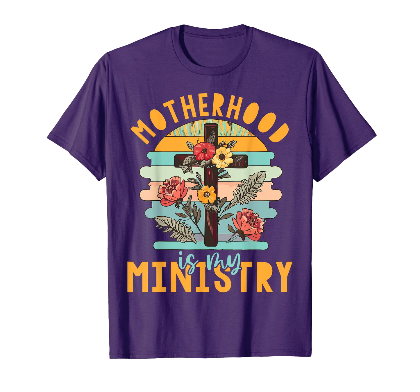 Groovy Retro Floral Motherhood Is My Ministry T-Shirt