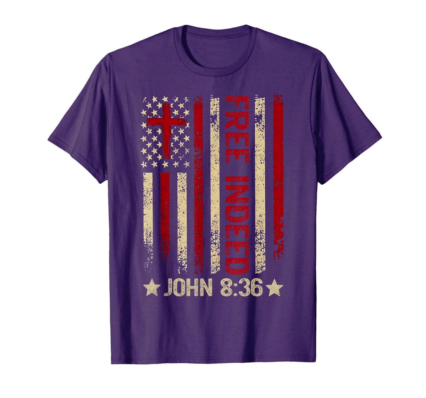 Free Indeed Christian Bible Verse 4th Of July Patriotic T-Shirt