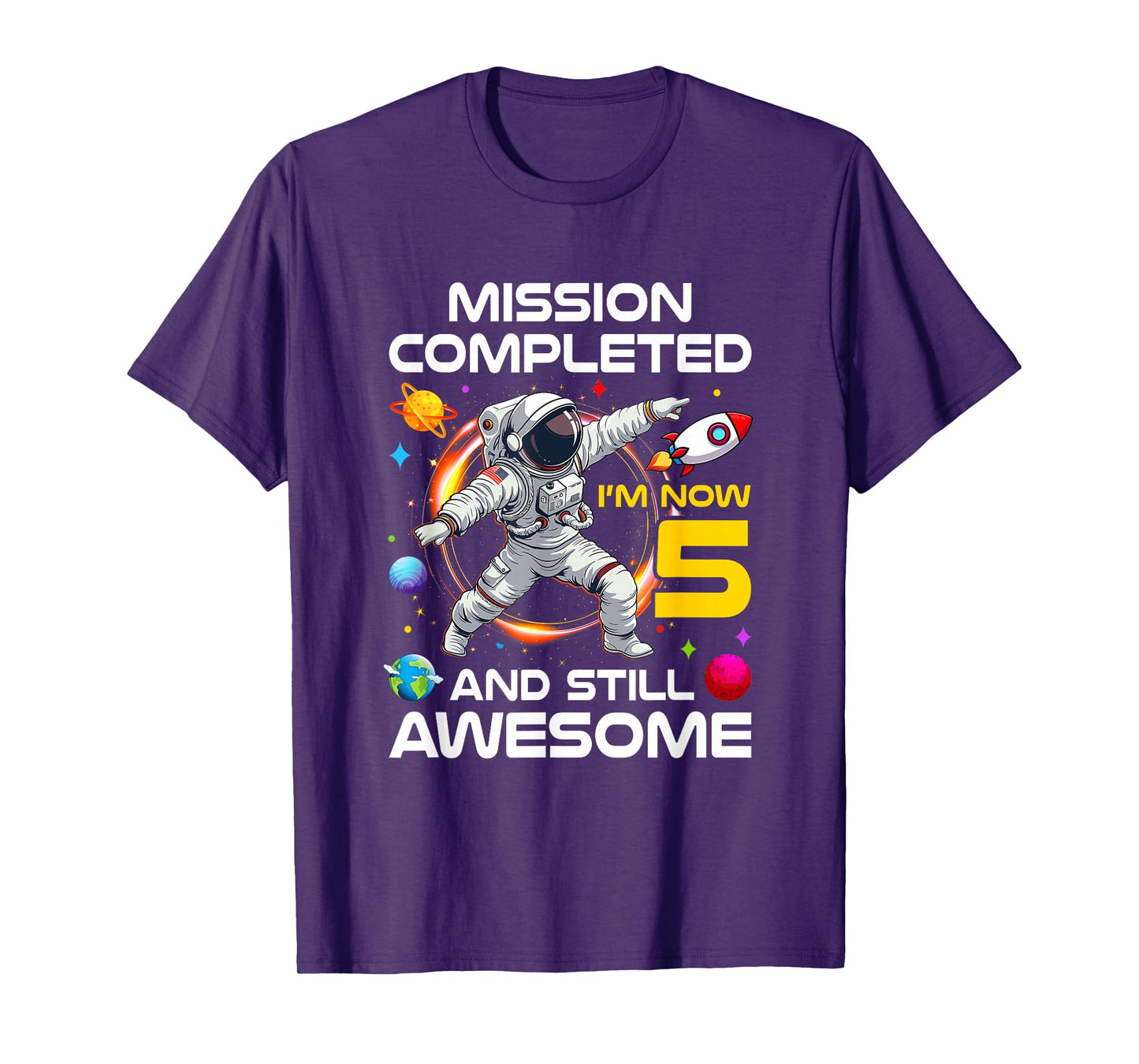 5Th Birthday Astronaut 5 Years Old Outer Space Birthday T-Shirt