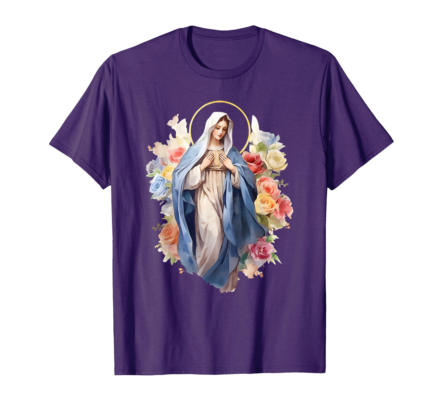 Blessed Mother Mary Mother of Jesus Roses Our Lady Catholic T-Shirt